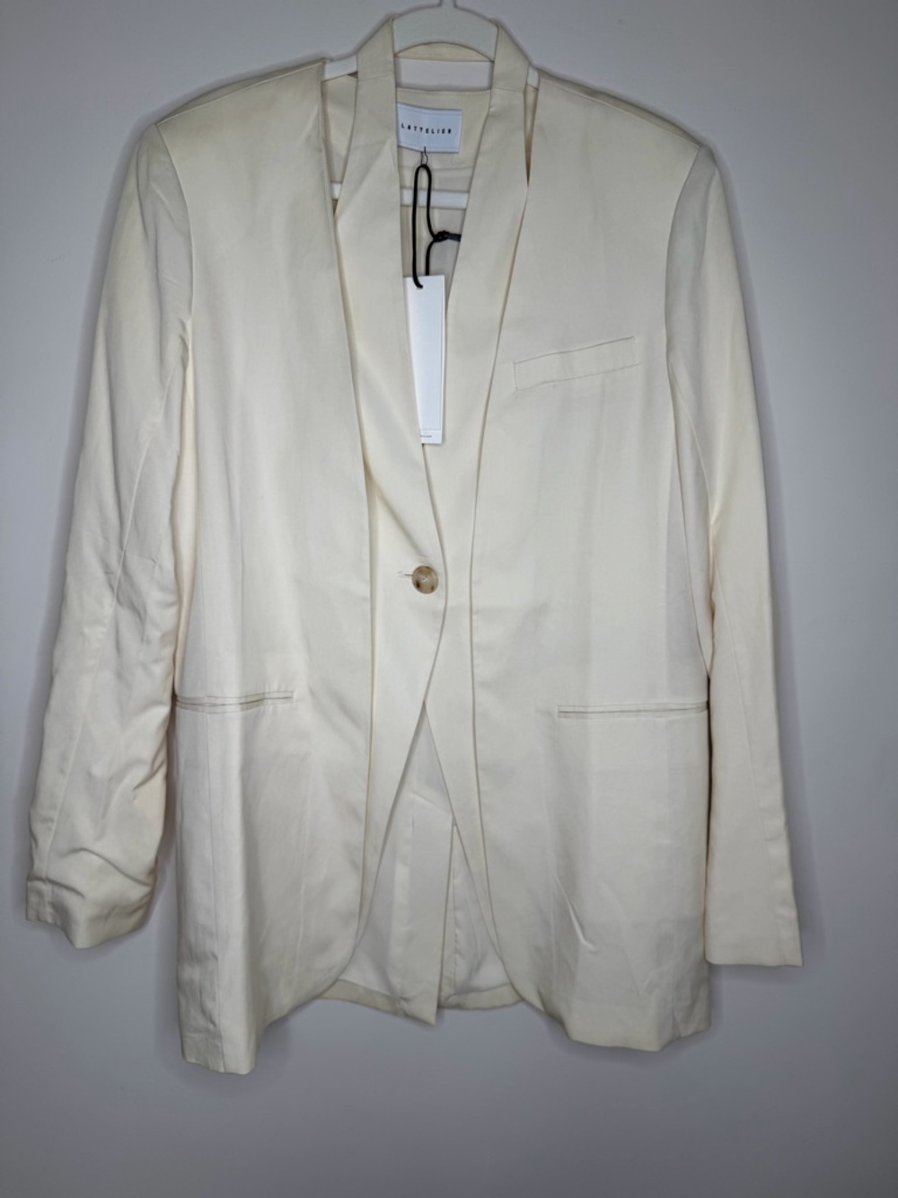 Lafayette 148 New York Cream Single-Button Notch Lapel Blazer